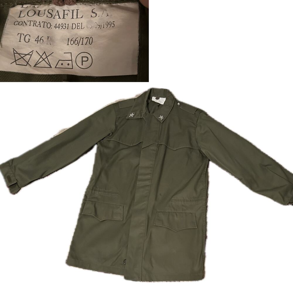 Vintage 90s Italian Army Olive Field Jacket TG 46 Mens M -